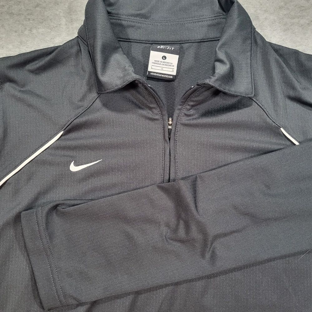 Nike Dri-Fit Women's Large Black Dark Gray Elite 1/4 Zip Long‎ Sleeve Pullover